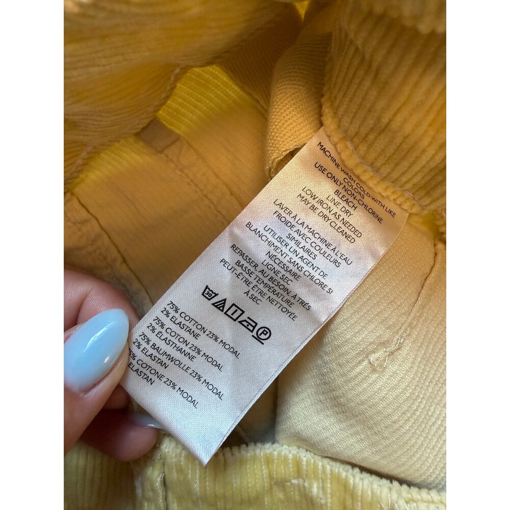 Anthropologie Maeve Colette Cropped Wide Leg Corduroy Pants Sz 28 Light Yellow - Picture 8 of 11